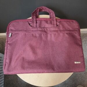 Voova Laptop Sleeve Case with Handle Shoulder Strap Red Zip Padded 17x13